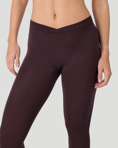  A lady wearing a Mahogany Softwear With Stretch Legging in a front view close up look