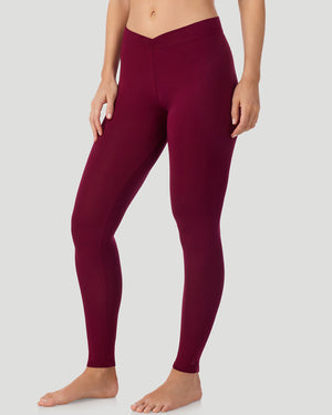  A lady wearing a Bordeaux Softwear With Stretch Legging in a front view side angle pose