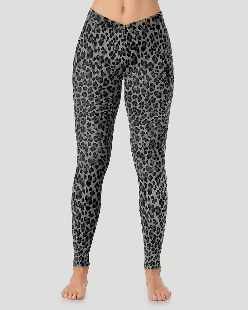  A lady wearing a Charcoal Leopard Softwear With Stretch Legging in a front view pose