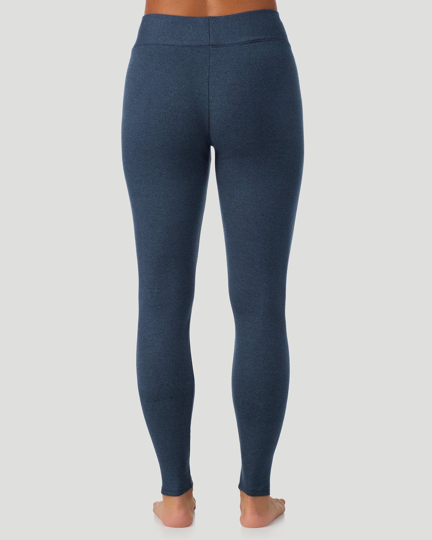 Deep Chambray; Model is wearing a size S. She is 5’7”, Bust 32”, Waist 25”, Hips 34”.  @ A Lady is wearing Deep Chambray Ultra Cozy Legging in a back view pose