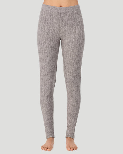 A lady wearing Light Grey Heather Cable Knit Legging in a front view pose