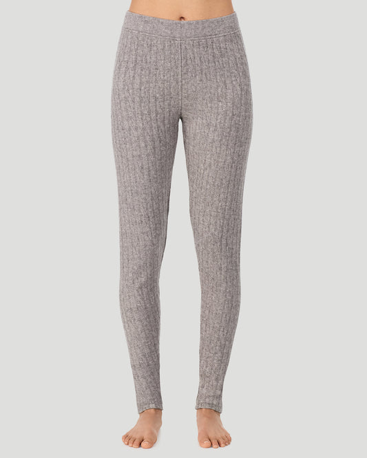 A lady wearing Light Grey Heather Cable Knit Legging in a front view pose