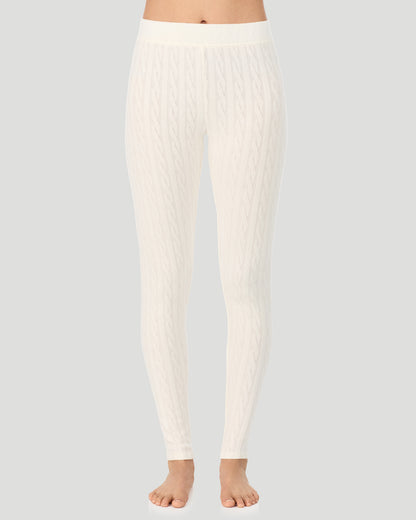 A lady wearing Vanilla Ice Cable Knit Legging in a front view pose