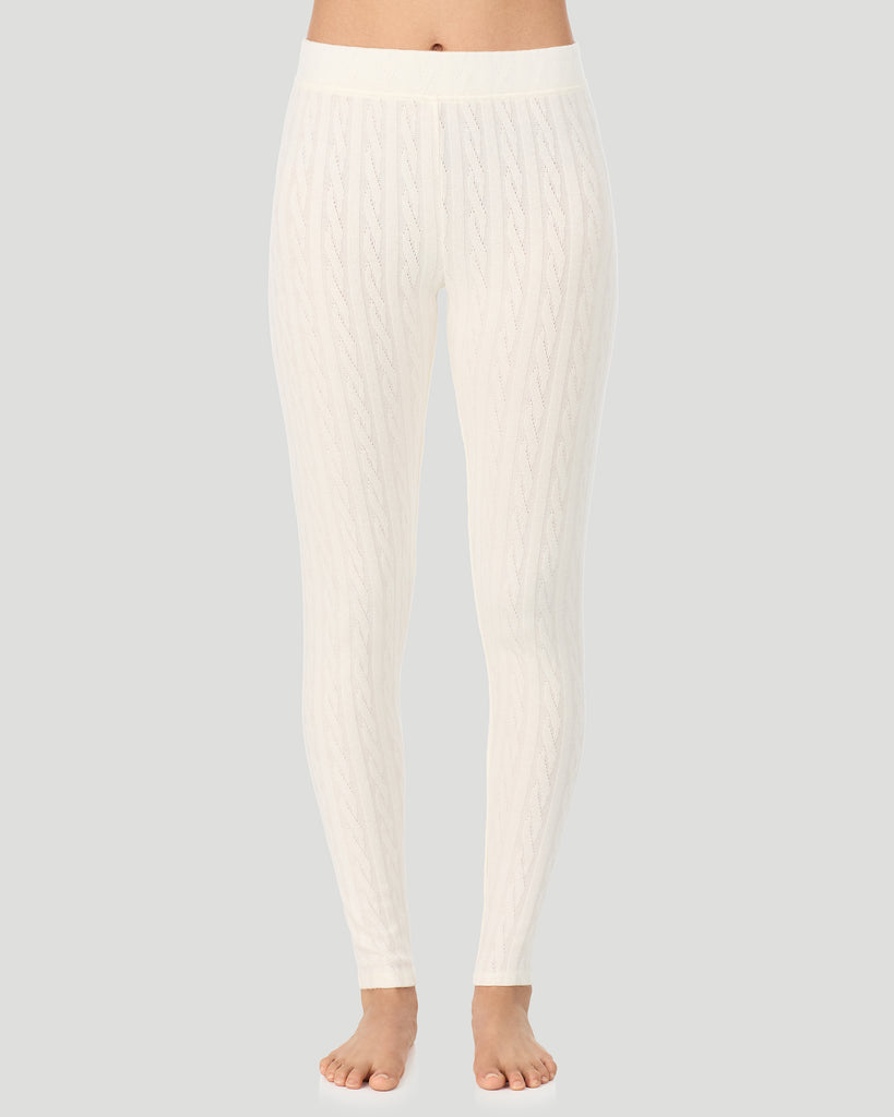 A lady wearing Vanilla Ice Cable Knit Legging in a front view pose