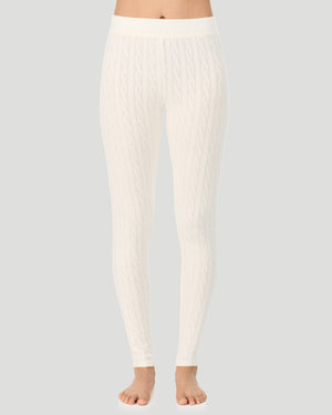 A lady wearing Vanilla Ice Cable Knit Legging in a front view pose