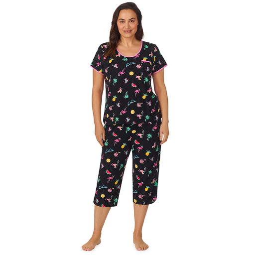 Cotton-Blend Short Sleeve Crew Neck Top 2-Pc Pajama Set PLUS - Cuddl Duds