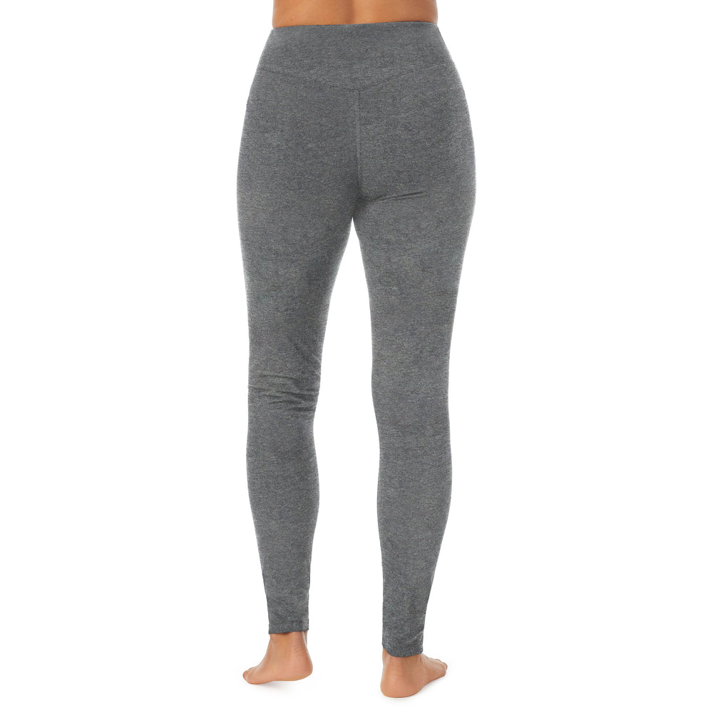 A lady wearing dark charcoal heather cottonwear legging