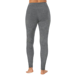 A lady wearing dark charcoal heather cottonwear legging