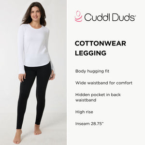 A lady wearing a black cottonwear legging