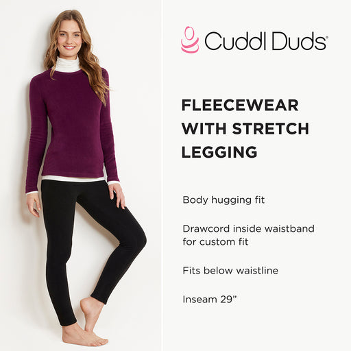 Cuddl Duds Women's Fleecewear With Stretch Leggings, Black, Small 