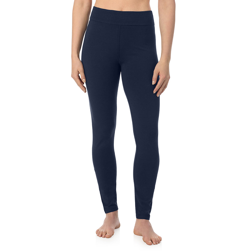 A lady wearing Navy Blazer cottonwear legging
