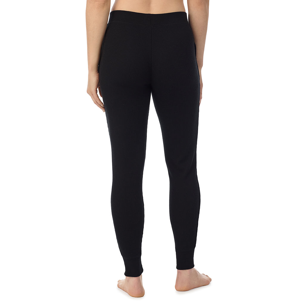 Black; Model is wearing a size S. She is 5’9”, Bust 34”, Waist 25”, Hips 36”@ A Lady is wearing Black Cozy Stretch Thermal Legging