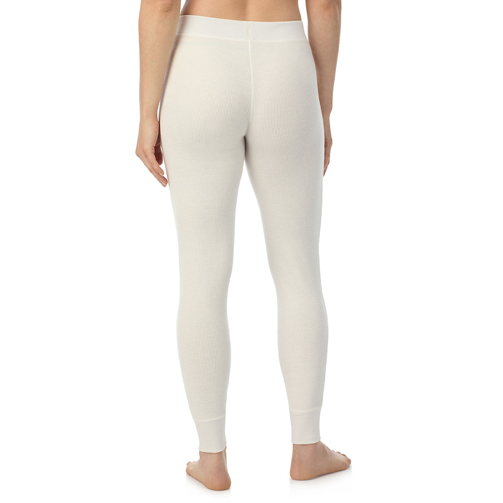 A lady wearing Cozy Stretch Thermal Legging in Ivory side view side view