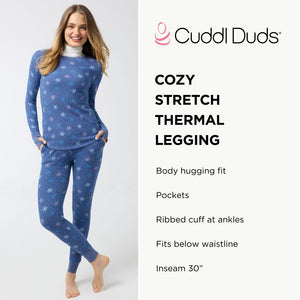 A lady wearing a cozy stretch thermal legging