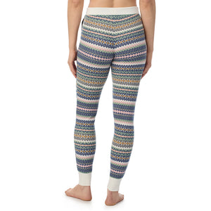  A Lady is wearing Green Fairisle Cozy Stretch Thermal Legging