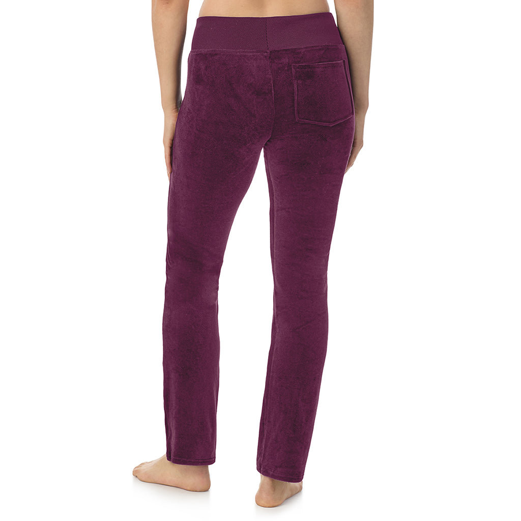  A Lady is wearing Purple Beet Stretch Velour Boot Cut Legging