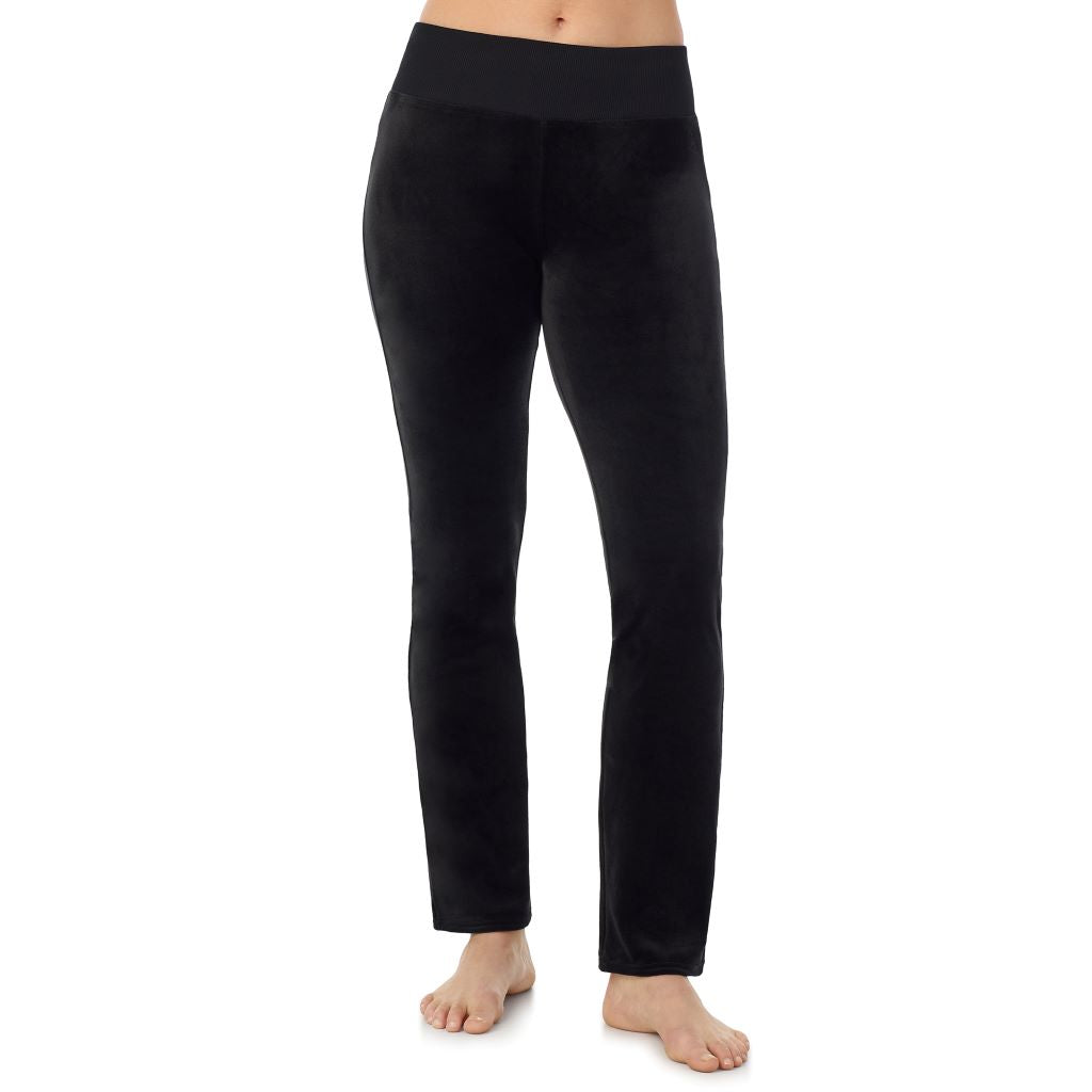A lady wearing Stretch Velour Boot Cut Legging

