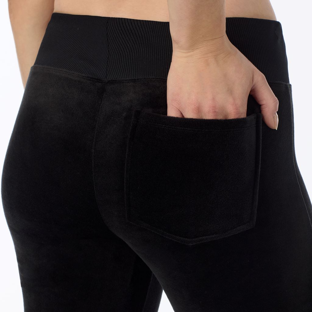 A lady wearing Stretch Velour Boot Cut Legging
