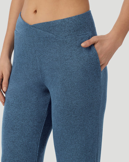  A lady wearing Deep Chambray SoftKnit Lounge Pant in a front view closer look