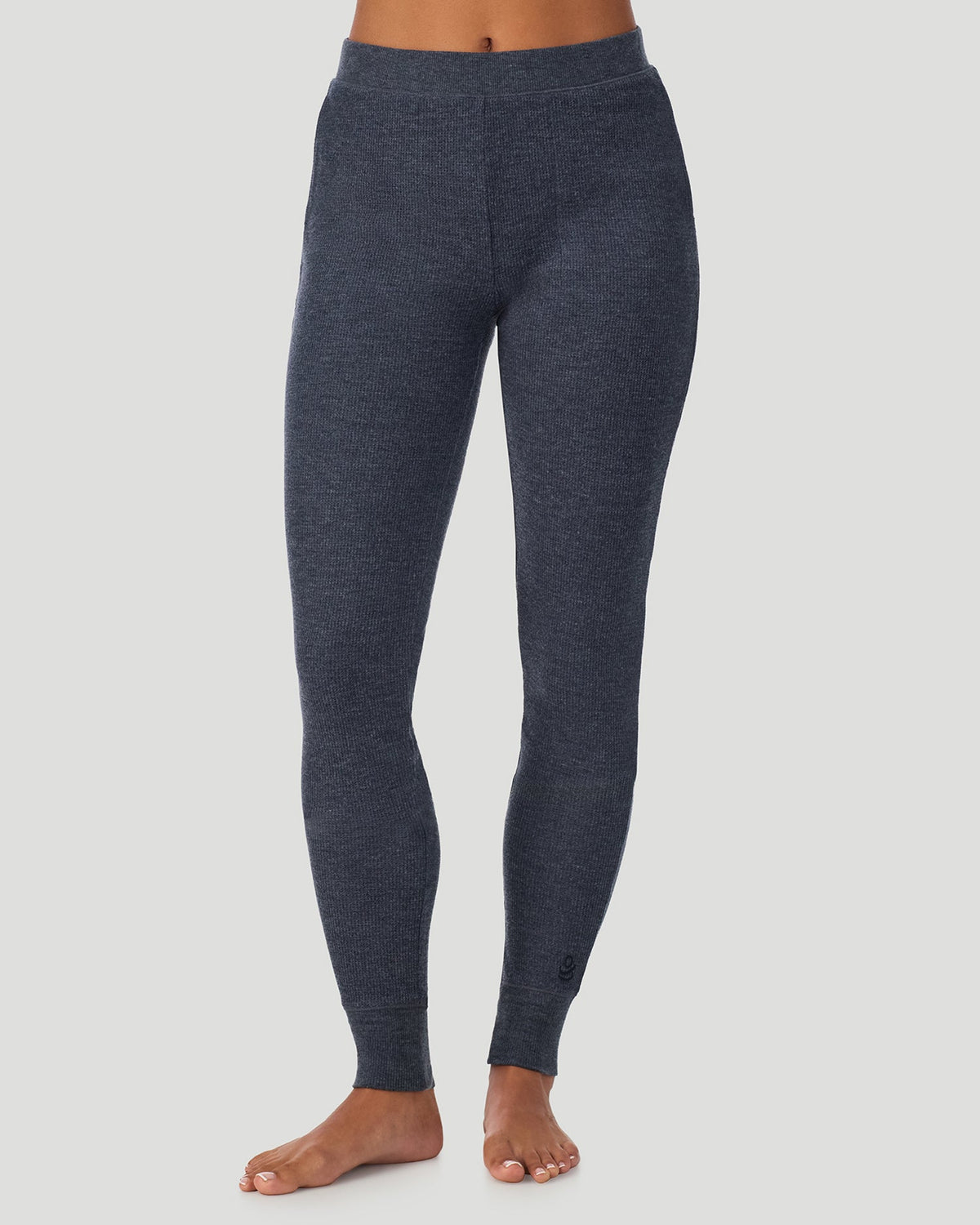 Medieval Blue Heather;@A lady wearing Cozy Stretch Thermal Legging in Medieval Blue Heather