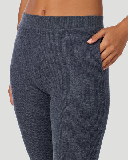 A lady wearing Cozy Stretch Thermal Legging in Medieval Blue Heather