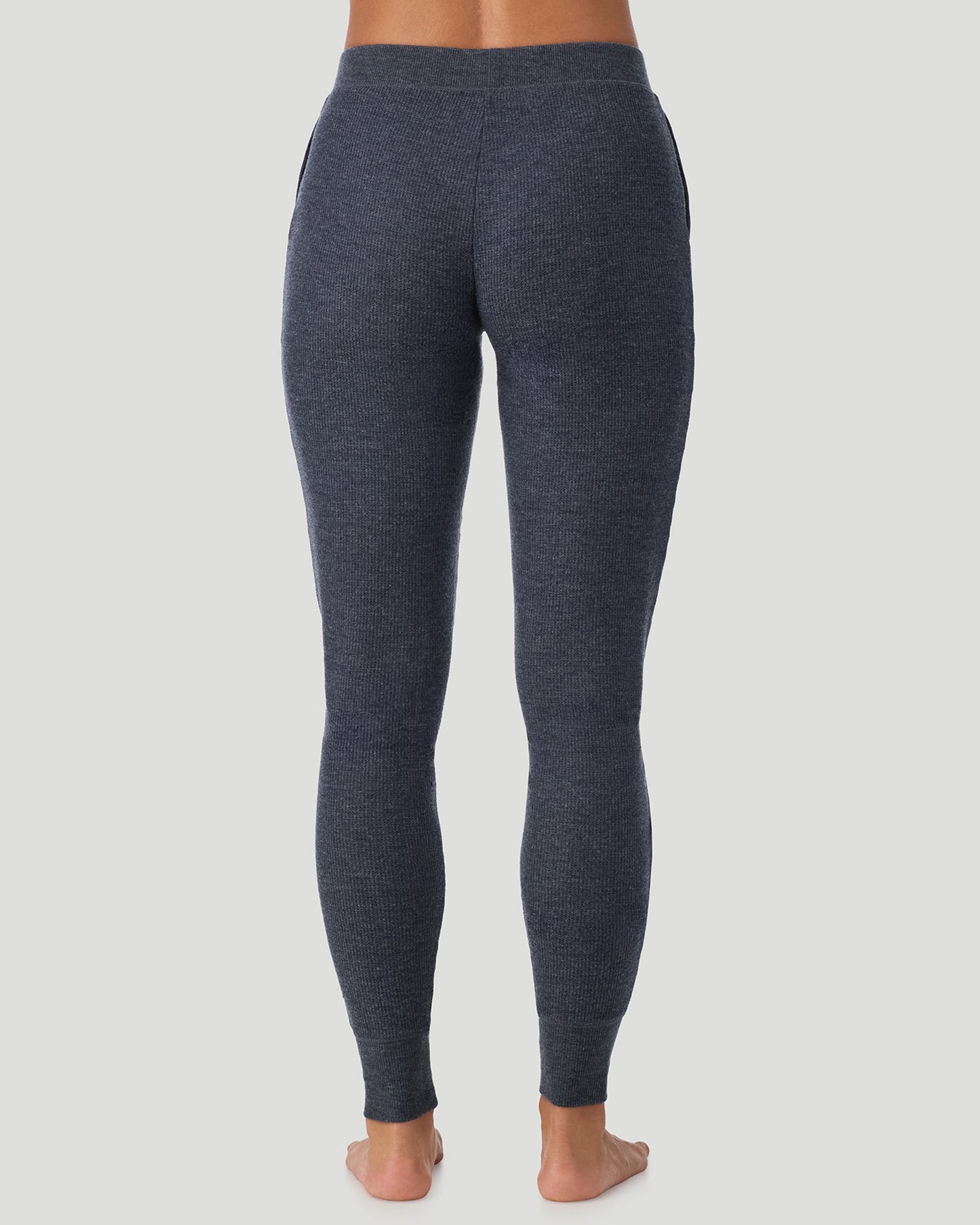 Medieval Blue Heather;@A lady wearing Cozy Stretch Thermal Legging in Medieval Blue Heather
