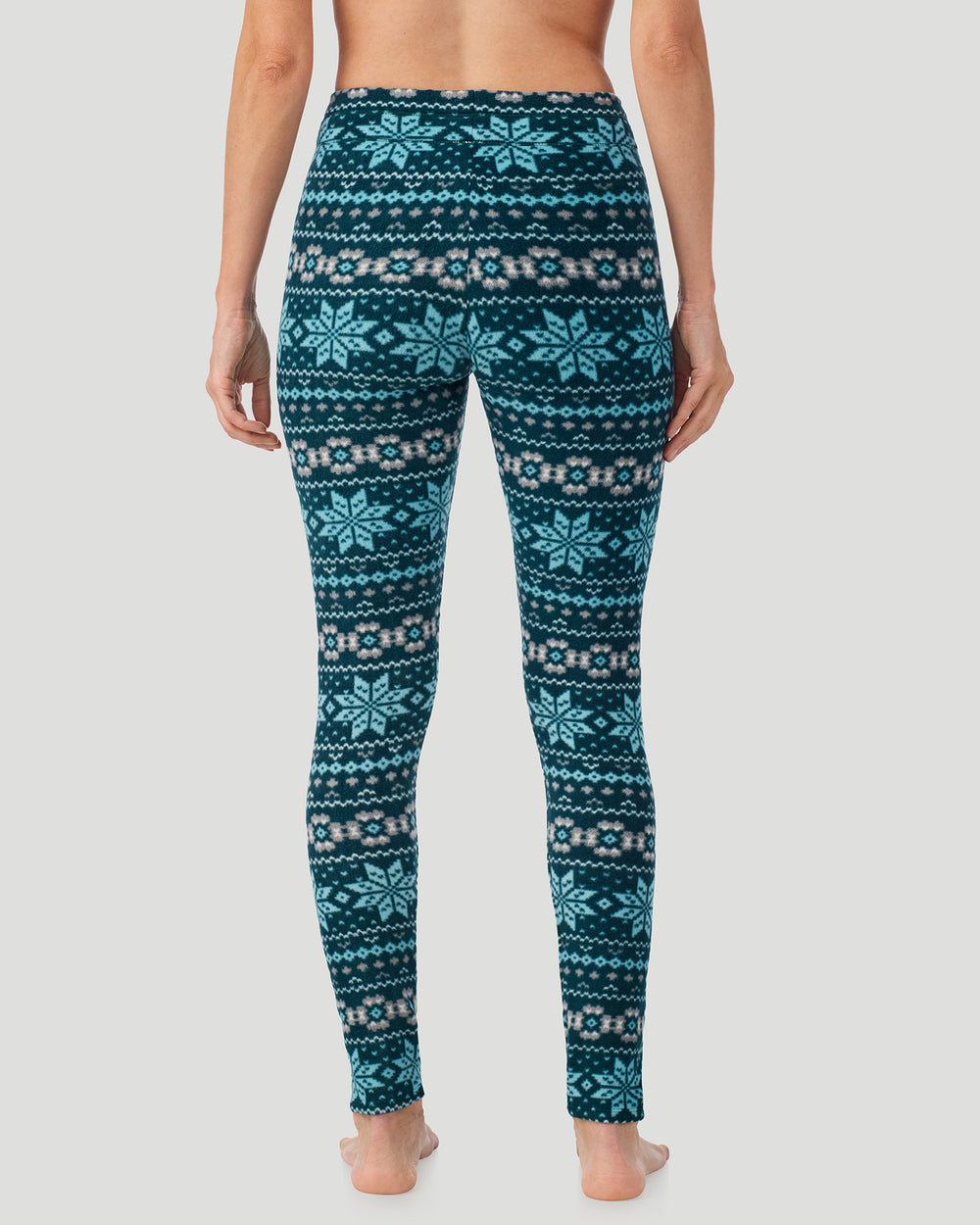A lady wearing Emerald Fairisle Fleecewear with Stretch Legging TALL in a back view pose
