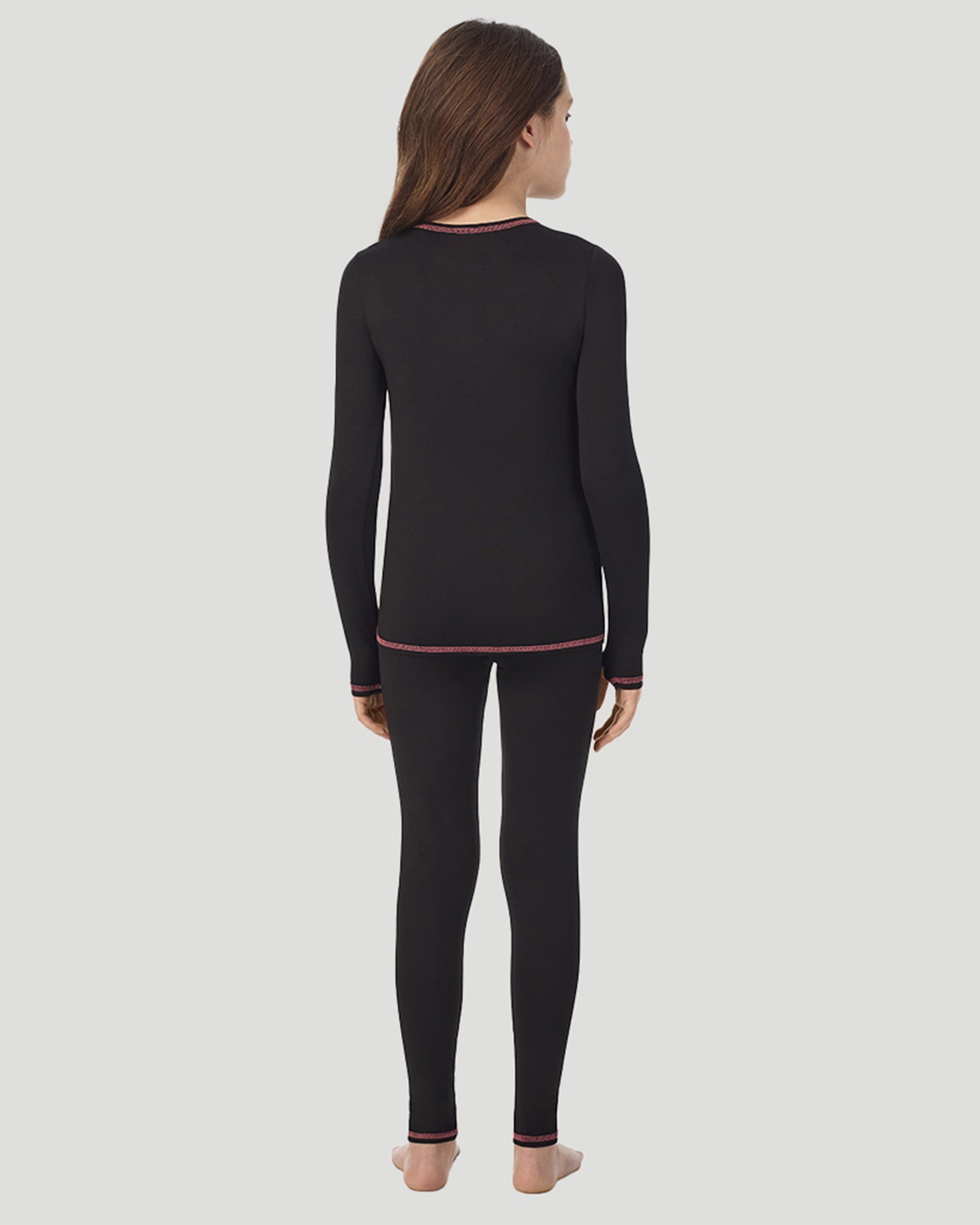 Black;@Girls Comfortech black Stretch Poly 2 pc. Long Sleeve Crew & Pant Set !92% Polyester, 8% Spandex!