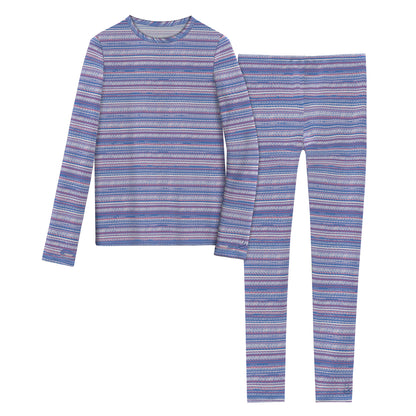 Lavender Space Dye Stripe;@Girls Comfortech Stretch Poly 2 pc. Long Sleeve Crew & Pant Set