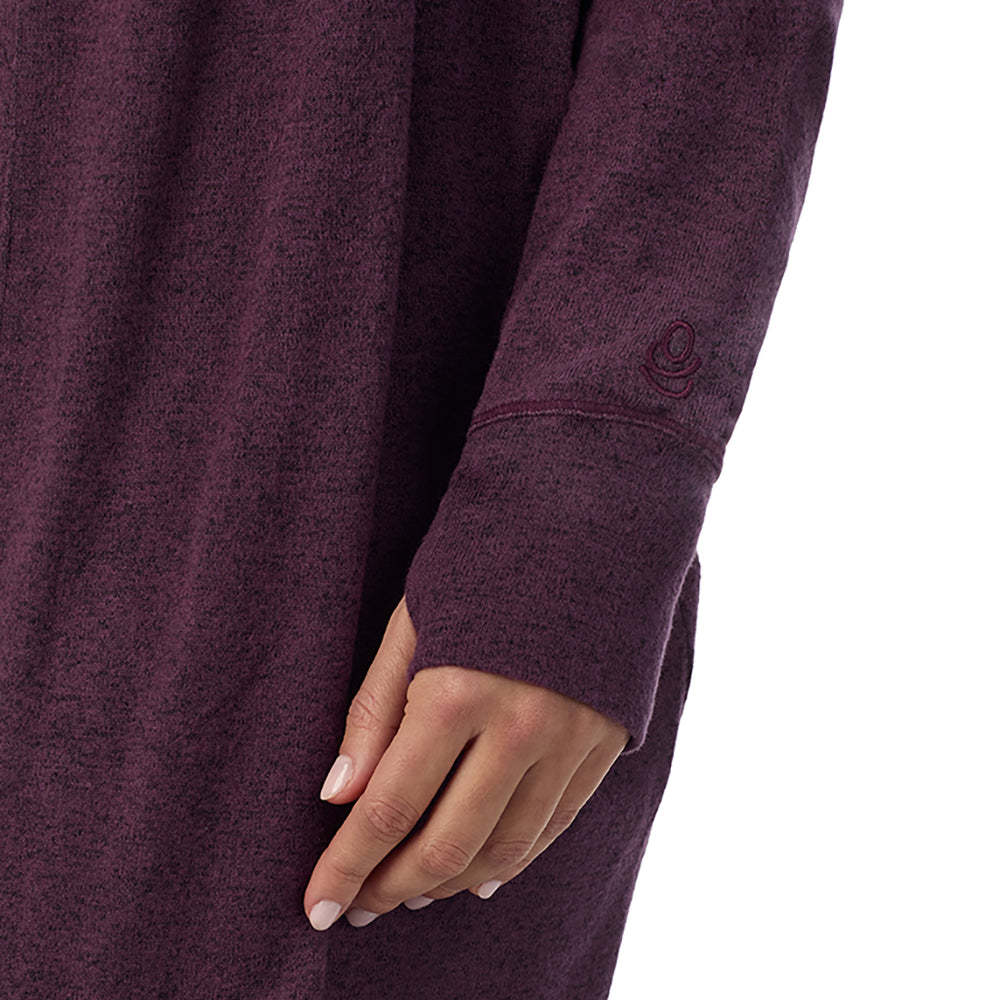 A Lady is wearing Marled Boysenberry Soft Knit Wrap