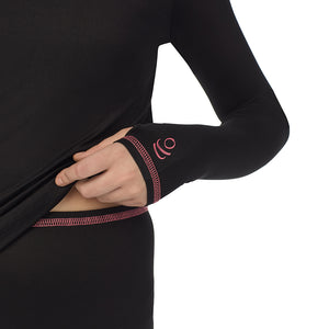 Girls Comfortech black Stretch Poly 2 pc. Long Sleeve Crew & Pant Set !92% Polyester, 8% Spandex!