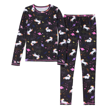 Unicorn Universe; @ A girl Unicorn Universe Girls Comfortech Stretch Poly 2 pc. Long Sleeve Crew & Pant Set !92% Recycled Polyester, 8% Spandex!