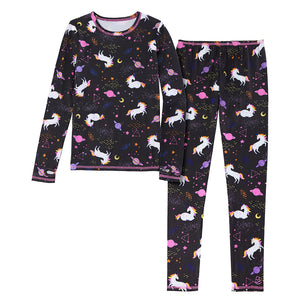  A girl Unicorn Universe Girls Comfortech Stretch Poly 2 pc. Long Sleeve Crew & Pant Set !92% Recycled Polyester, 8% Spandex!