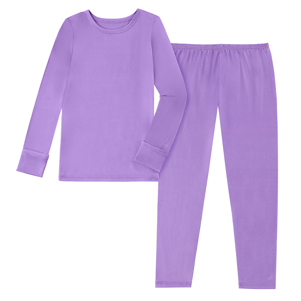 French Violet; @ A Toddler Girls Comfortech Stretch Poly 2 pc. Crew Set !92% Recycled Polyester, 8% Spandex!