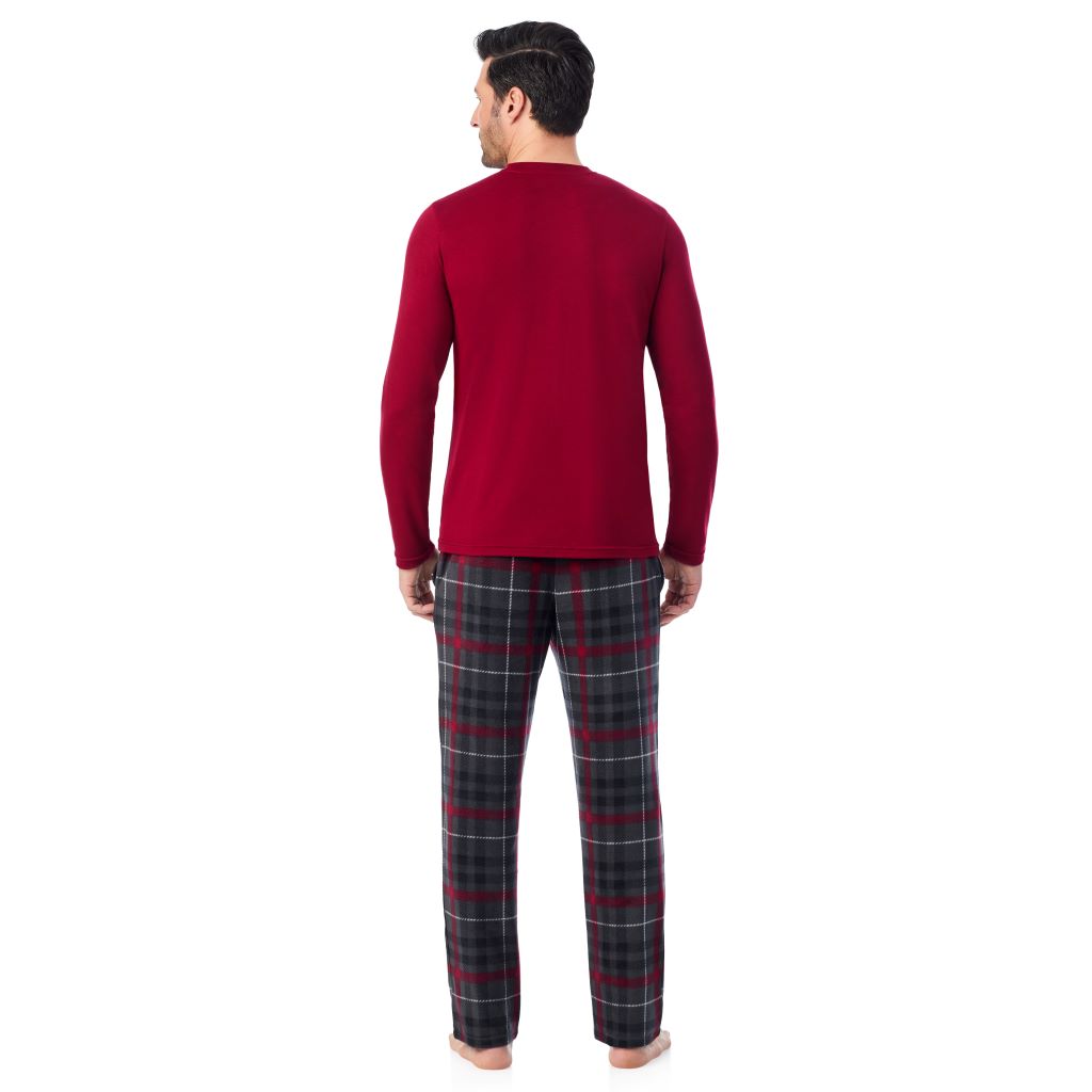  A man wearing Cabin Fleece Long Sleeve Crew and Pajama Pant 2-Pc Set