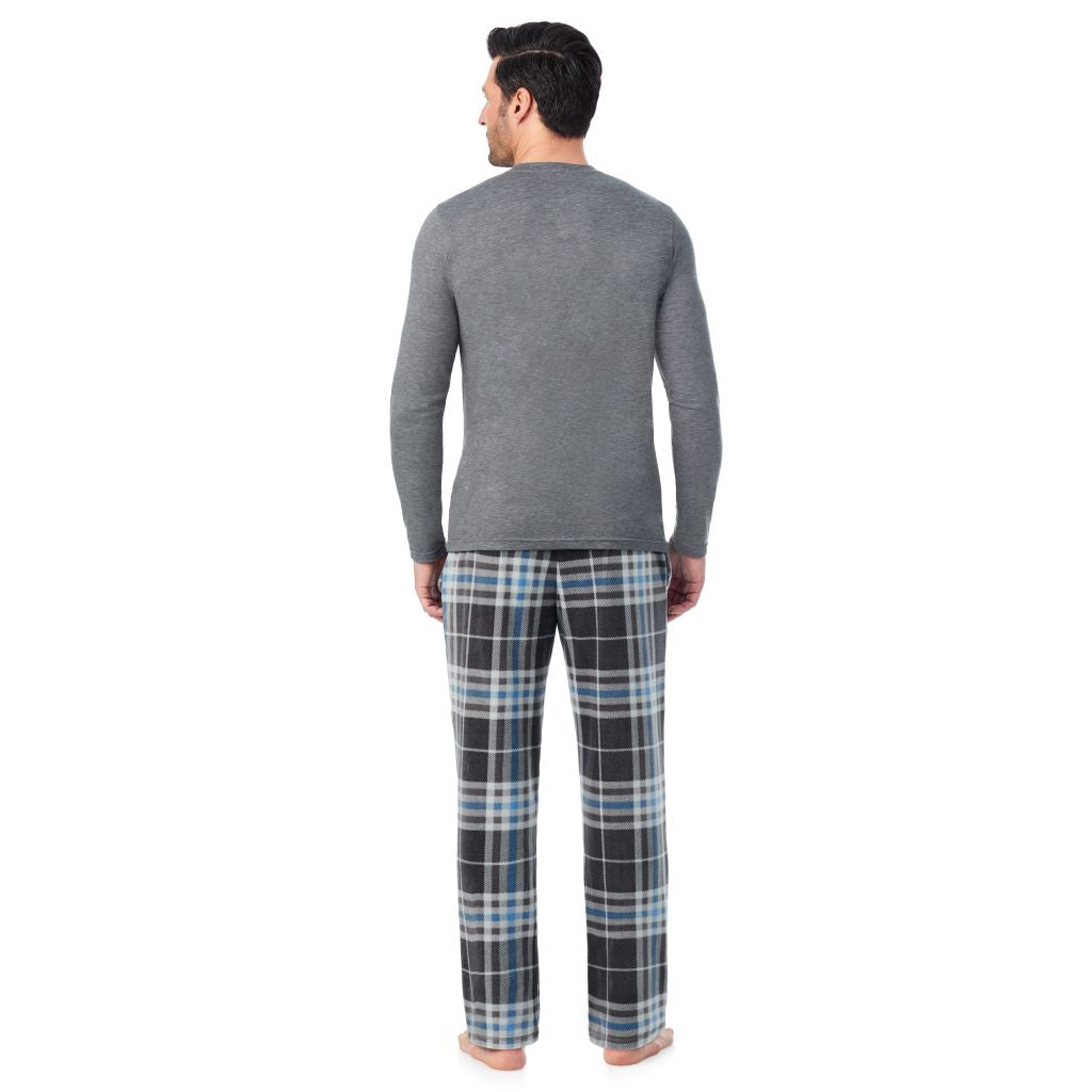  A man wearing Cabin Fleece Long Sleeve Crew and Pajama Pant 2-Pc Set