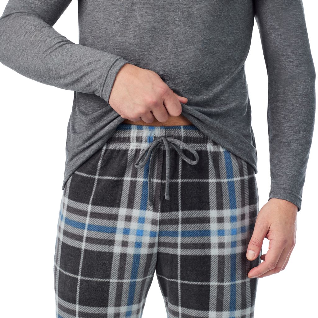  A man wearing Cabin Fleece Long Sleeve Crew and Pajama Pant 2-Pc Set
