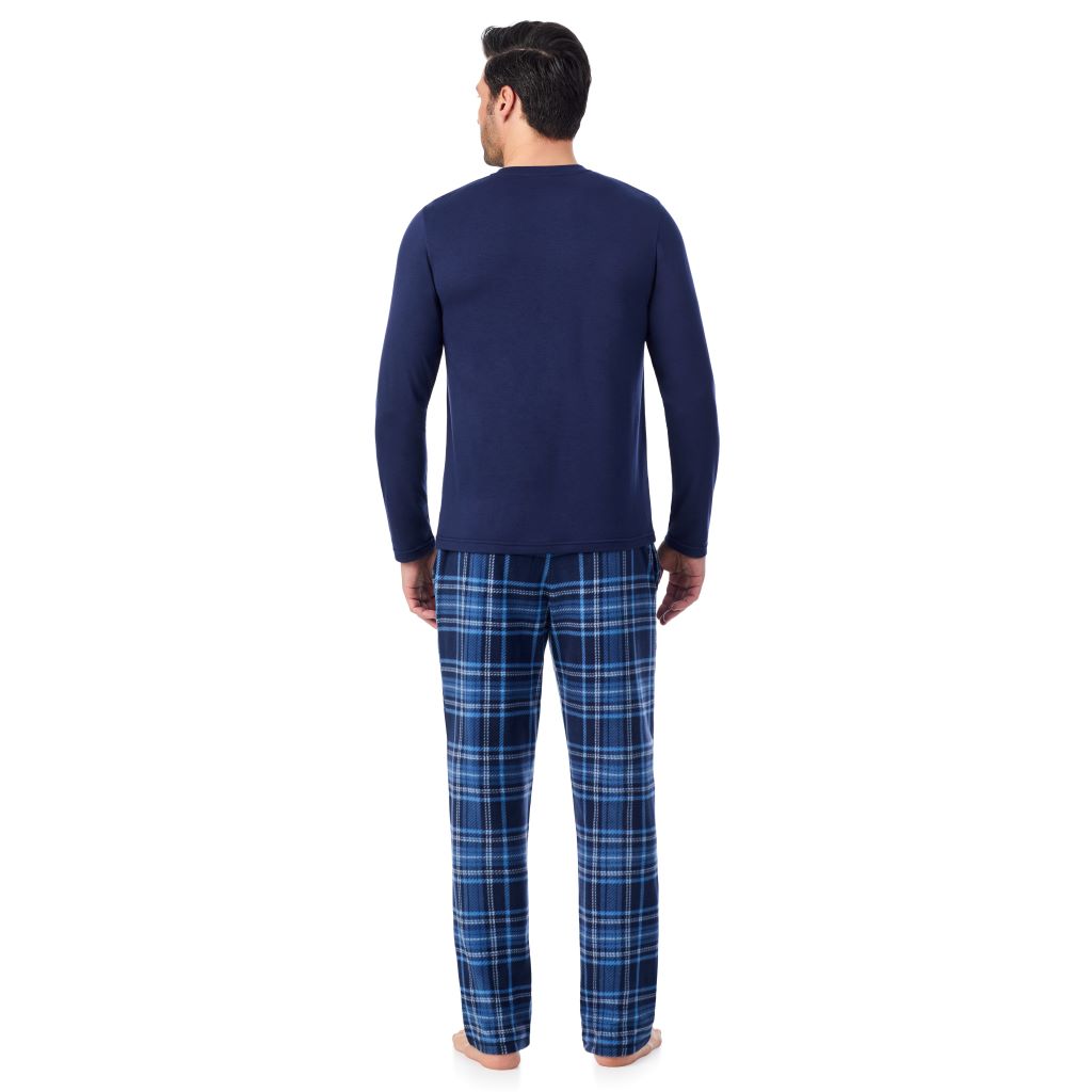  A man wearing Cabin Fleece Long Sleeve Crew and Pajama Pant 2-Pc Set