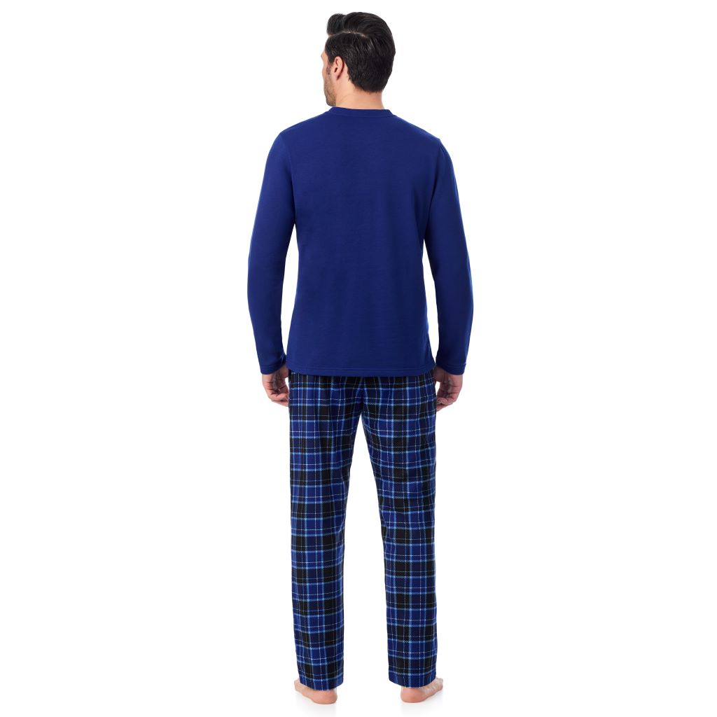 A man wearing 
Cozy Lodge Long Sleeve Crew and Pajama Pant 2-Pc Set