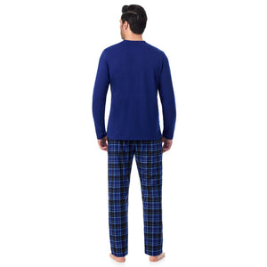 A man wearing 
Cozy Lodge Long Sleeve Crew and Pajama Pant 2-Pc Set
