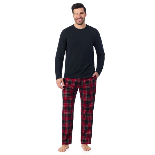 A man wearing 
Cozy Lodge Long Sleeve Crew and Pajama Pant 2-Pc Set