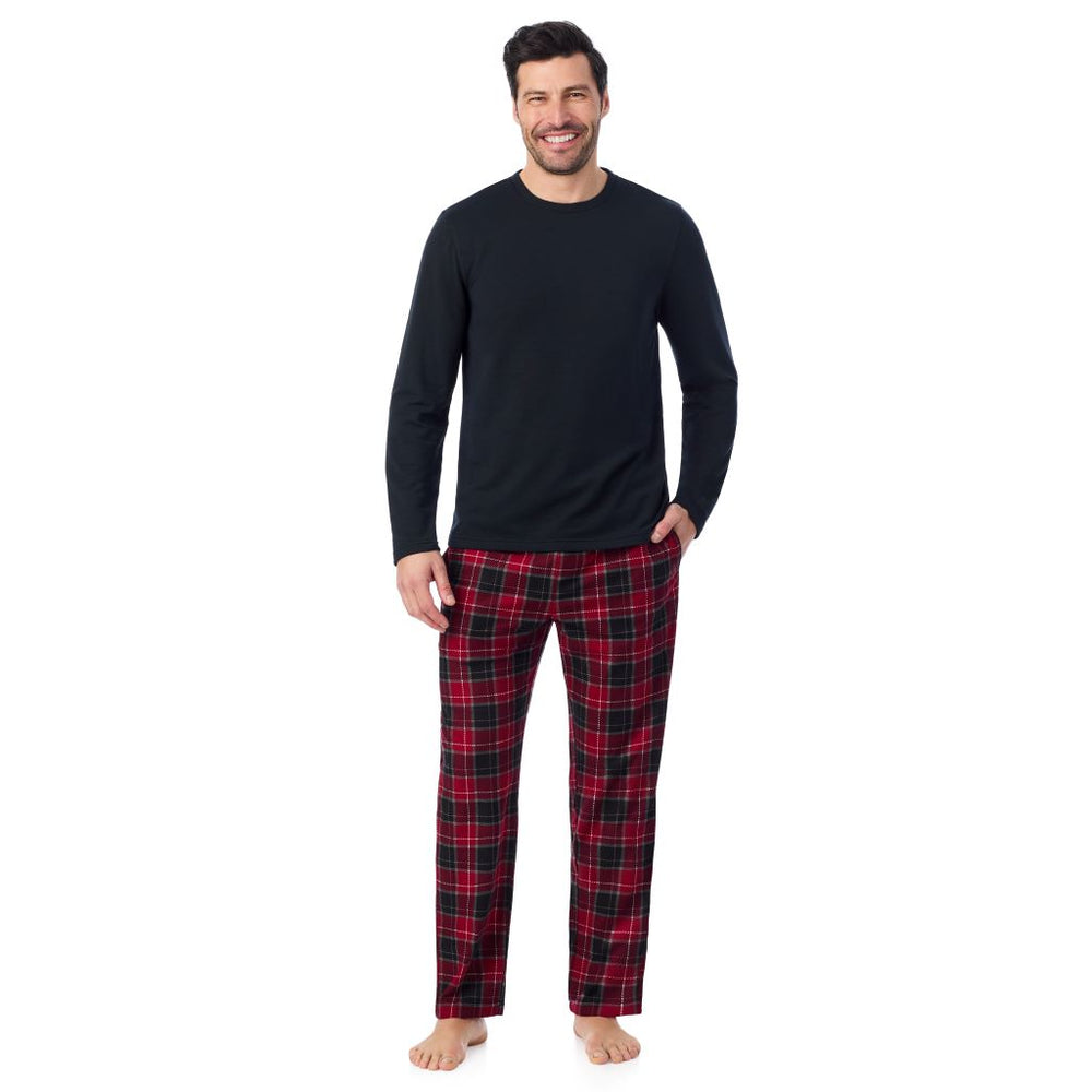 A man wearing 
Cozy Lodge Long Sleeve Crew and Pajama Pant 2-Pc Set