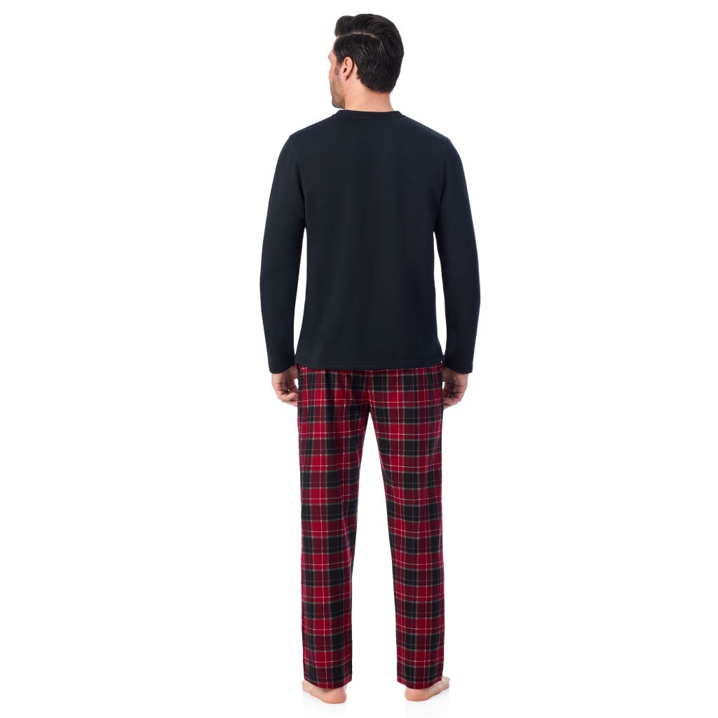 A man wearing 
Cozy Lodge Long Sleeve Crew and Pajama Pant 2-Pc Set