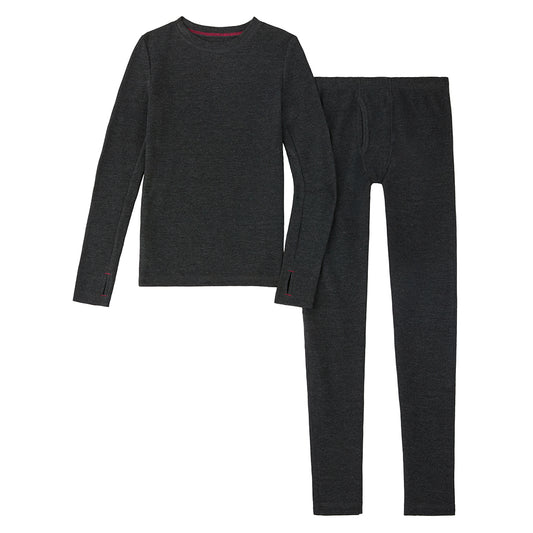 A Charcoal Boys Thermal 2 pc. Long Sleeve Crew & Pant Set
