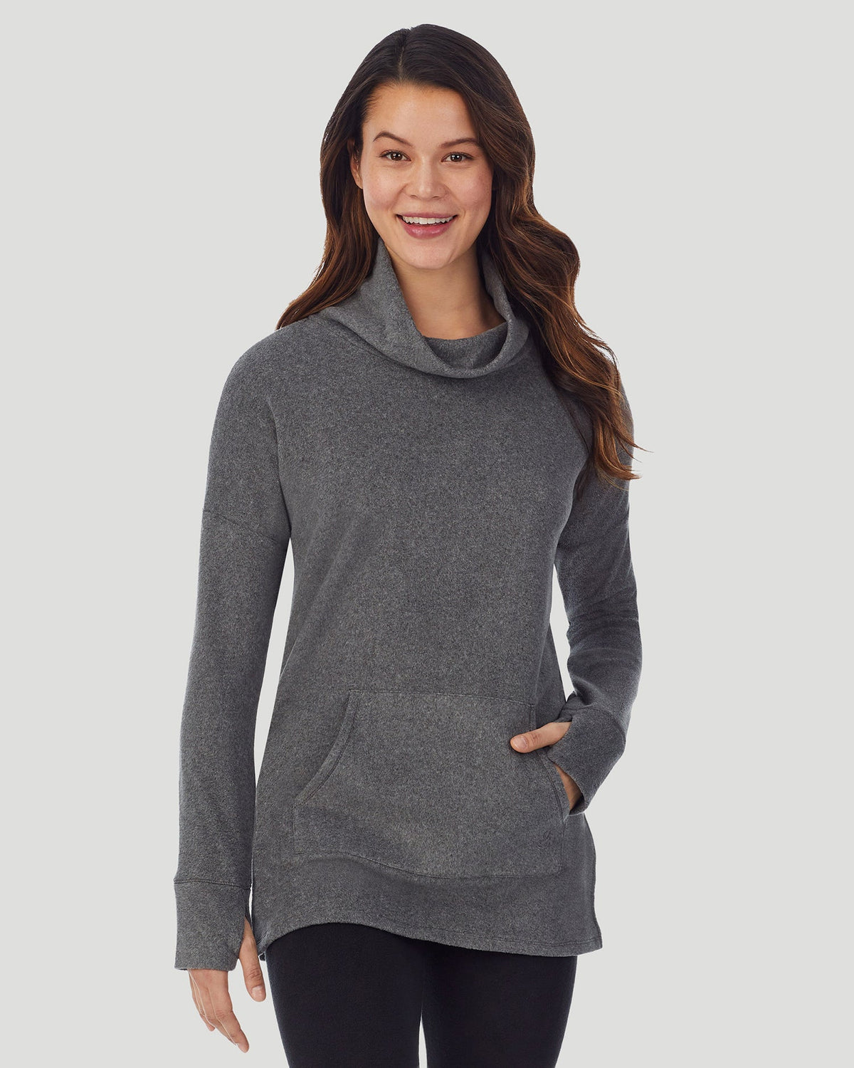 Charcoal Heather;@A lady wearing Fleecewear With Stretch Long Sleeve Tunic in Charcoal Heather  