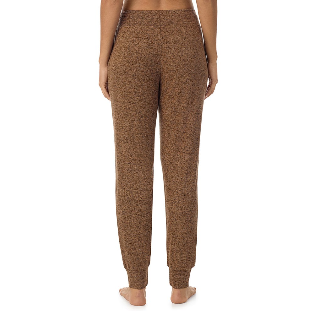 A Lady is wearing Marled Pecan Soft Knit Jogger