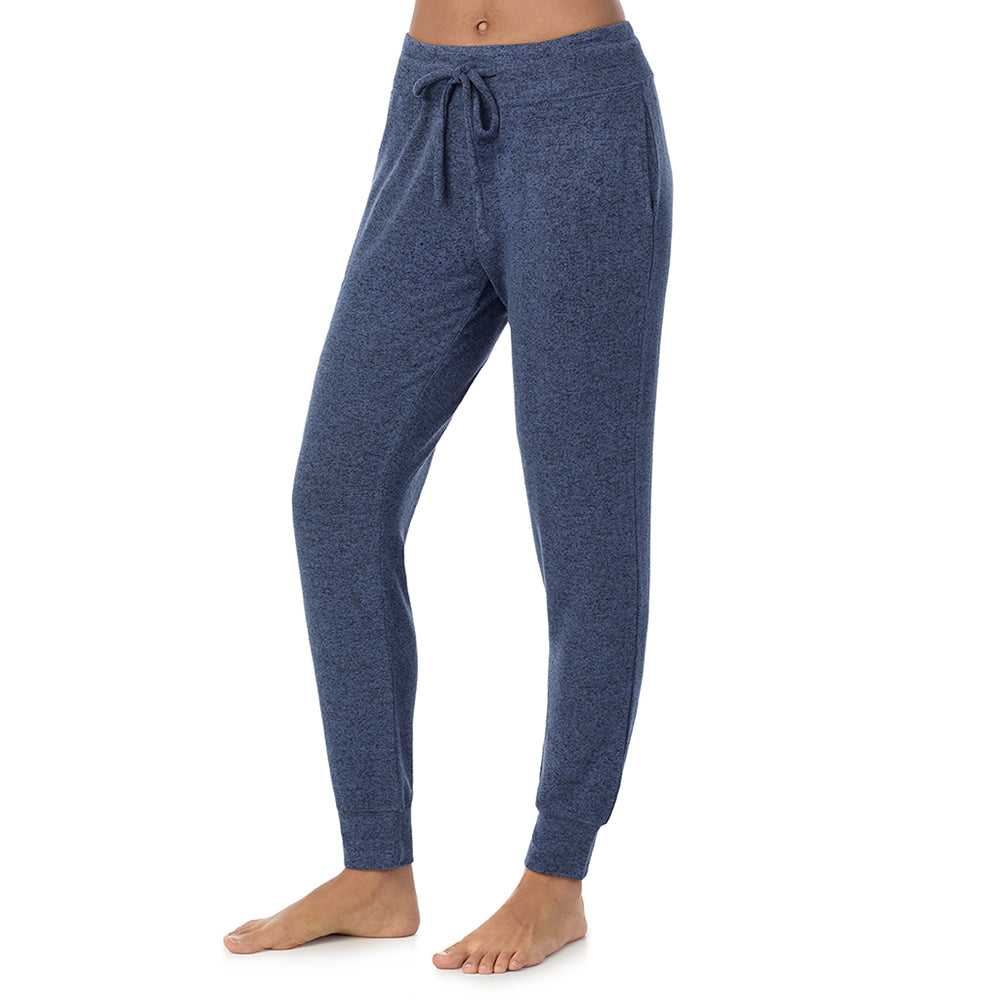 A Lady is wearing Marled Smoke Blue Soft Knit Jogger