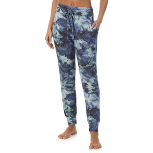  A Lady is wearing Blue Texture Soft Knit Jogger
