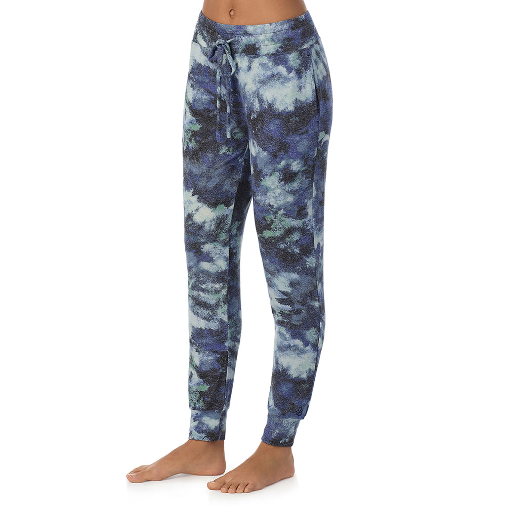 A Lady is wearing Blue Texture Soft Knit Jogger