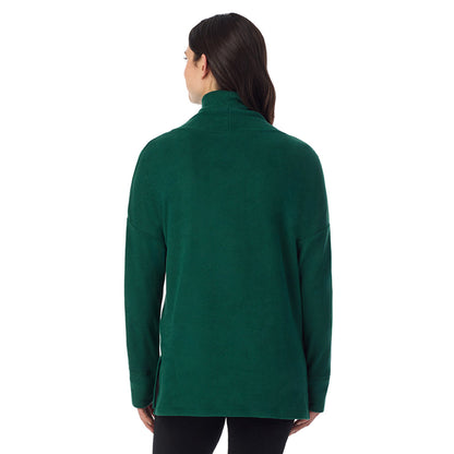 Evergreen; Model is wearing a size S. She is 5’9”, Bust 34”, Waist 25”, Hips 36”@ A Lady is wearing   Evergreen Fleecewear With Stretch Long Sleeve Tunic